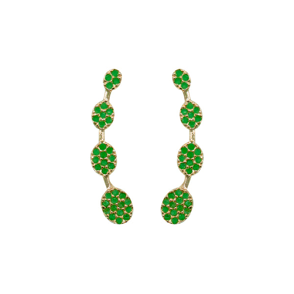 Emerald Green CZ Circle Ear Cuff / Bluetooth Earring – Gold Plated 925 Sterling Silver