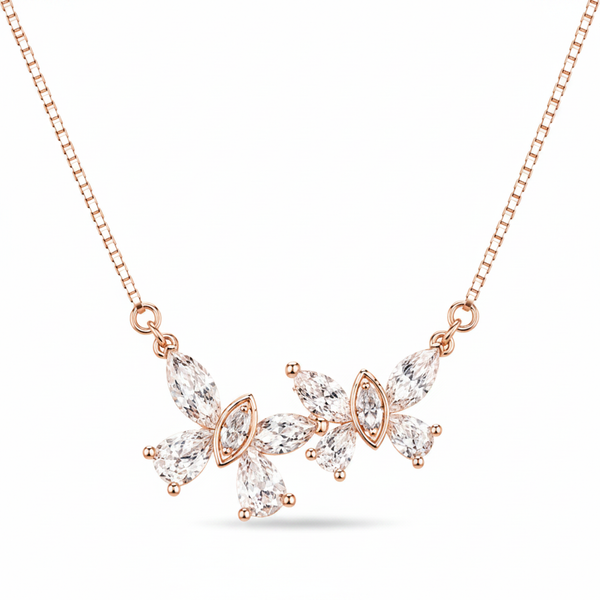 CZ Cluster Bar Necklace - Alternate Angle White Background