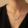 CZ Cluster Bar Necklace - Model Shot Black Top Beige Background