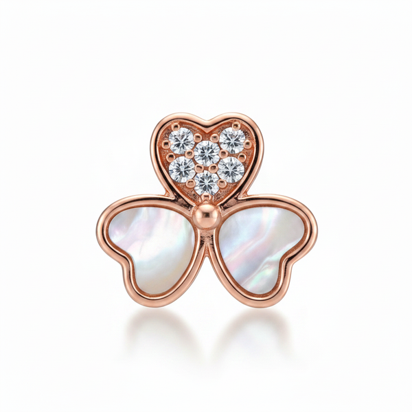 CZ Shell Clover Stud - Macro
