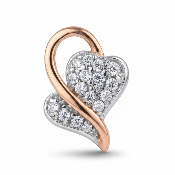 CZ Swirl Heart Stud - Macro