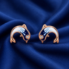 Pure 925 Silver Dolphin Enamel Studs | Pure 925 Silver Rose Gold Finish BIS Hallmarked | Tavshan