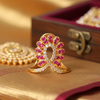 925 Silver Gold-Plated Pink CZ Vanki Ring for Women | Traditional South Indian Adjustable Ring