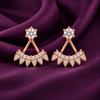 CZ Fan 2-in-1 Stud & Jacket Earrings | Pure 925 Silver Rose Gold Plated BIS Hallmarked | Tavshan