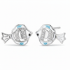 Fish Enamel CZ Stud Earrings – 45° Angle