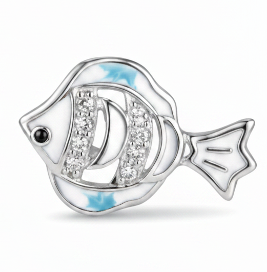 Ocean Fish Enamel CZ Stud Earrings | Pure 925 Silver BIS Hallmarked | Tavshan