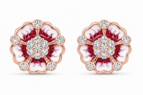 Floral Stud Earrings - Rose Gold