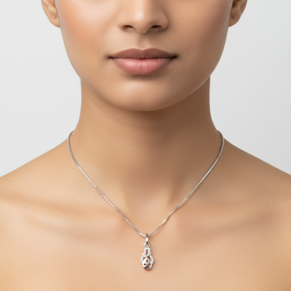 Elegant Oval Floral Pendant Necklace in 925 Sterling Silver