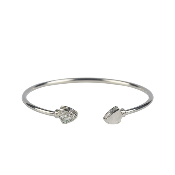 925 Sterling Silver Arrowhead CZ Open Bangle Bracelet