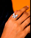 925 Sterling Silver Butterfly Adjustable Ring with Sparkling Finish