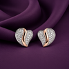 CZ Heart Stud Earrings | Pure 925 Silver Rose Gold & Rhodium Finish BIS Hallmarked | Tavshan