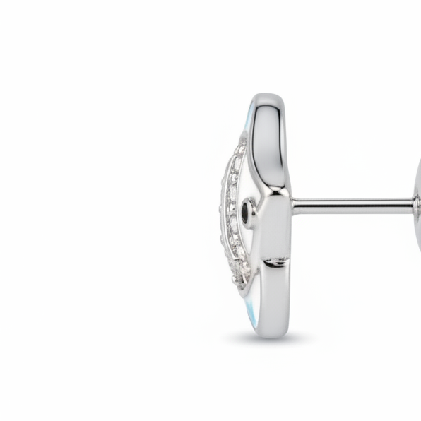 Ocean Fish Enamel CZ Stud Earrings – Side profile