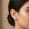CZ Leaf Sprig Stud Earrings - On Model Lifestyle