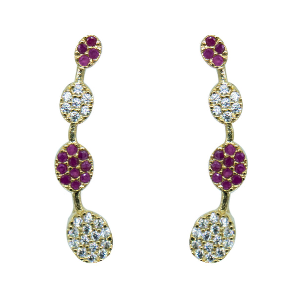 Dual Tone CZ Circle Ear Cuff / Bluetooth Earring – Gold Plated 925 Sterling Silver