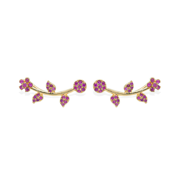 Pink Floral Ear Cuff / Bluetooth Earring – Gold Plated 925 Sterling Silver