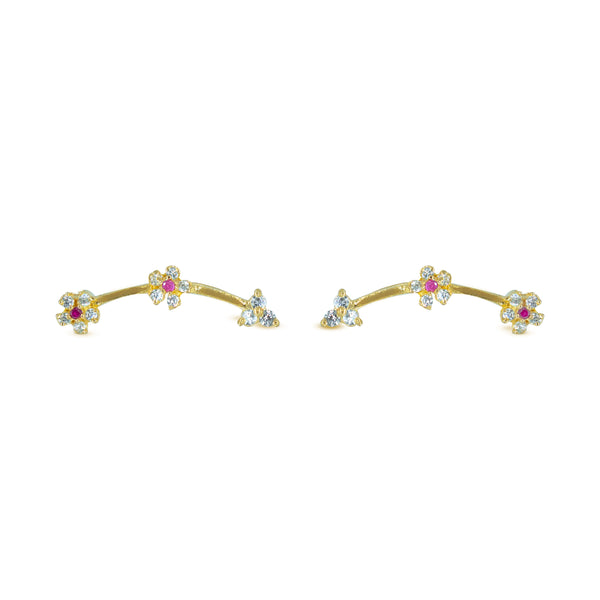 CZ Floral Bloom Ear Cuff / Bluetooth Earring – Gold Plated 925 Sterling Silver