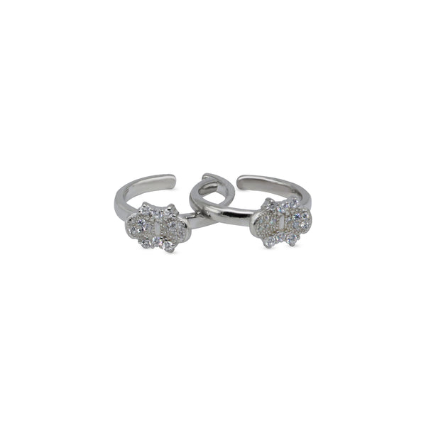 Classic Cluster CZ Toe Ring – Rhodium Plated 925 Sterling Silver