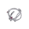 Dual Spark Ruby & CZ Toe Ring – Rhodium Plated 925 Sterling Silver