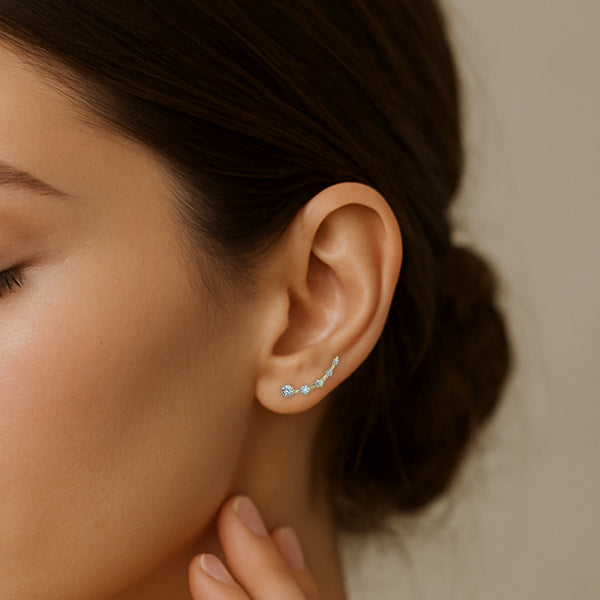 Minimal CZ Line Ear Cuff / Bluetooth Earring – Gold Plated 925 Sterling Silver