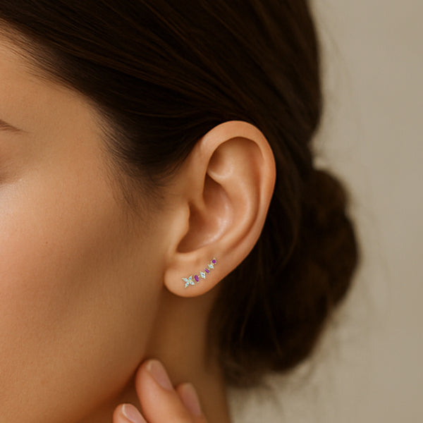 Dual-Tone Leaf Blossom Ear Cuff / Bluetooth Earring – Gold Plated 925 Sterling Silver