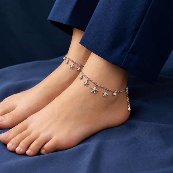 Palm Tree Charm Pure 925 Silver Anklet