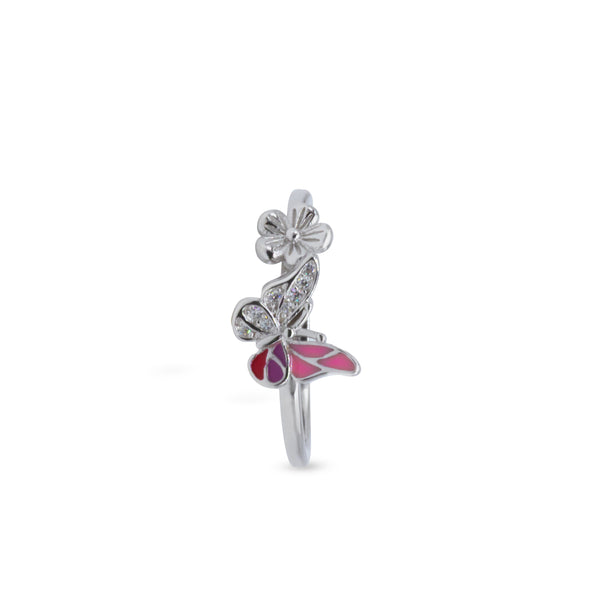 Butterfly Blossom Ring – Rhodium Plated 925 Sterling Silver