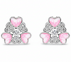 Rhodium Silver Heart Cluster Earrings