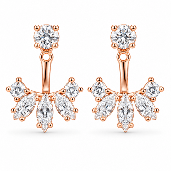 Rose-gold ear-jacket pair on white