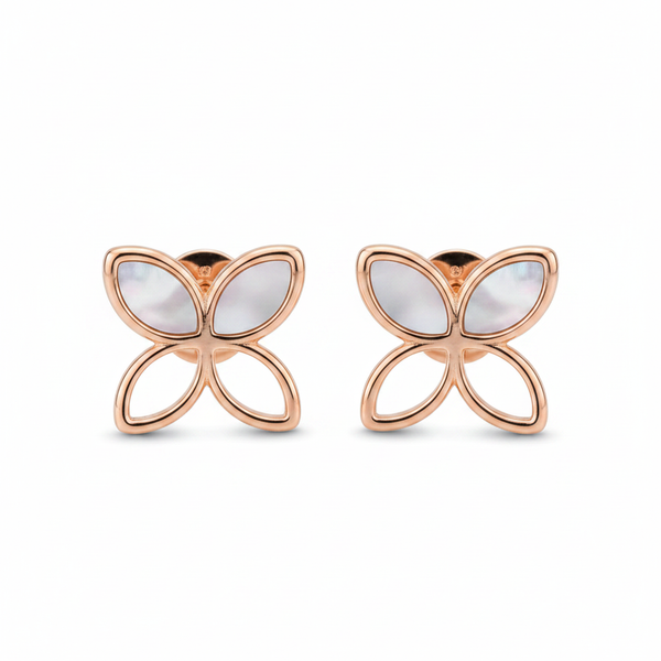 Rose Gold Flower Studs - Top MOP Only
