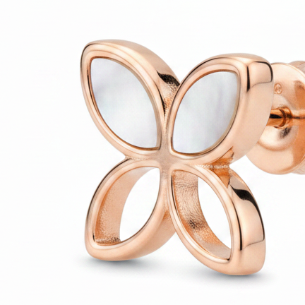 MOP Flower Stud Earrings | Pure 925 Silver Rose Gold Finish BIS Hallmarked | Tavshan