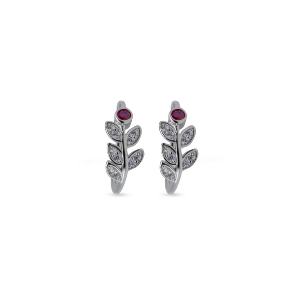 Ruby Leaf Vine Toe Ring – Rhodium Plated 925 Sterling Silver
