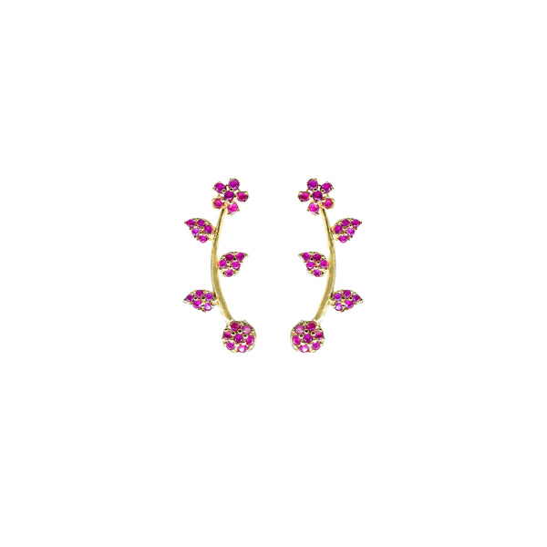 Pink Floral Ear Cuff / Bluetooth Earring – Gold Plated 925 Sterling Silver